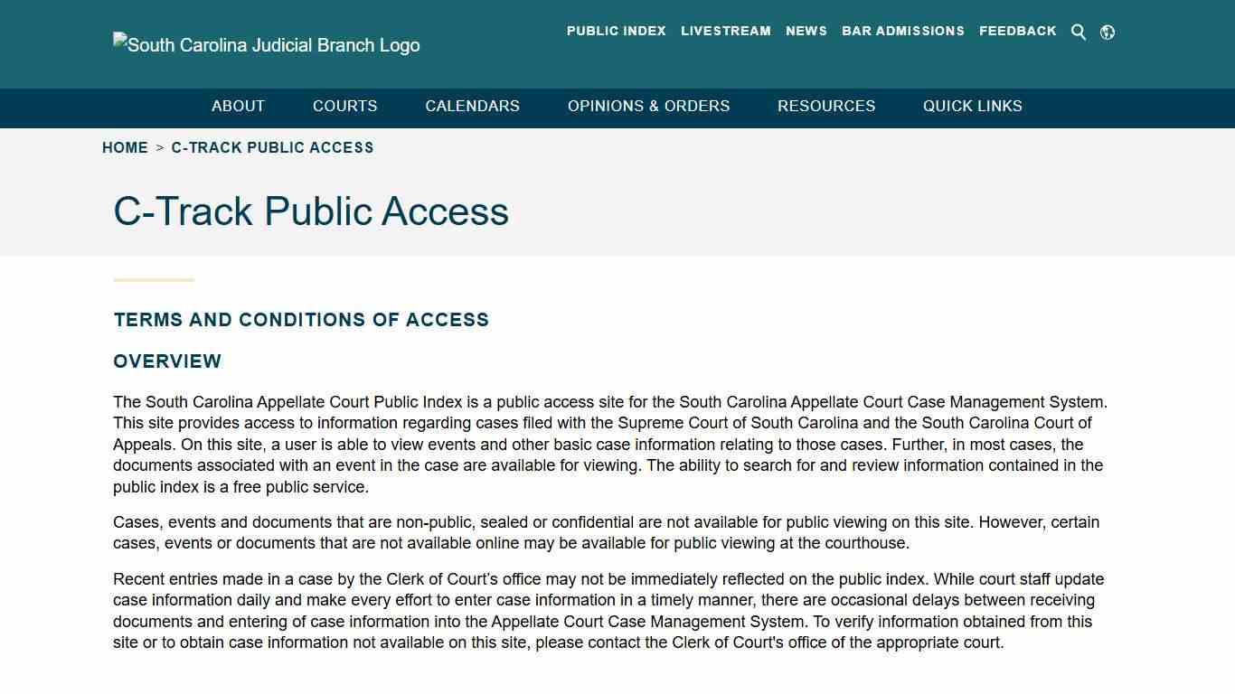 C-Track Public Access - South Carolina Judicial Branch